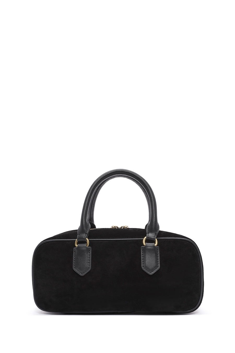Women's Black Long Strap Suede Leather Handbag