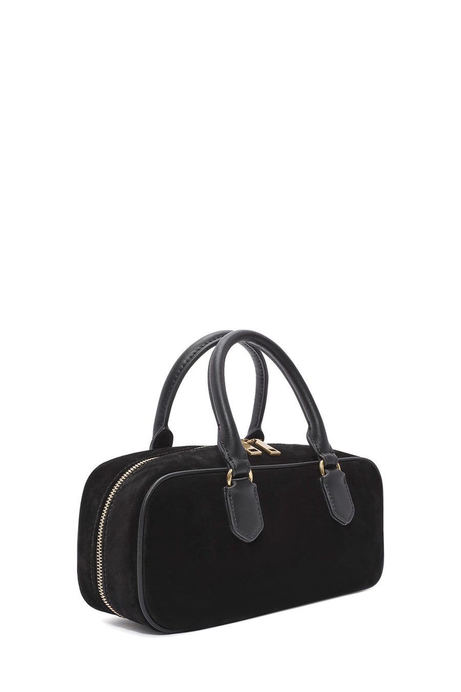 Women's Black Long Strap Suede Leather Handbag