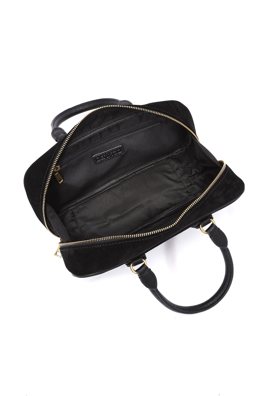 Women's Black Long Strap Suede Leather Handbag