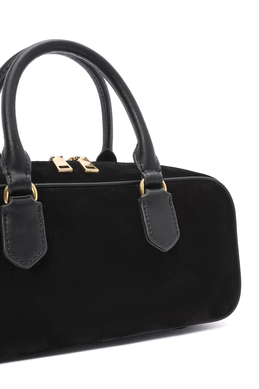 Women's Black Long Strap Suede Leather Handbag