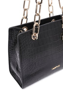 Kadın Siyah Uzun Askılı Kroko Desenli Klasik Omuz Çantası | Derimod