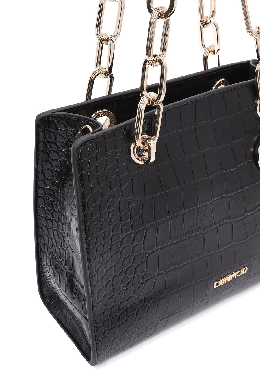 Women's Black Long Strap Crocodile Patterned Classic Shoulder Bag
