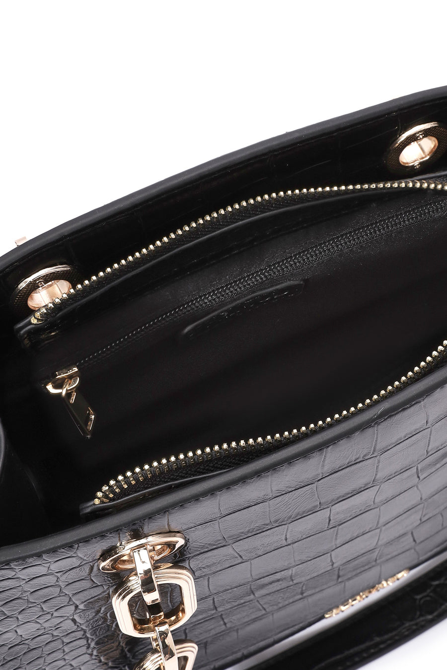Women's Black Long Strap Crocodile Patterned Classic Shoulder Bag