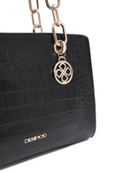 Kadın Siyah Uzun Askılı Kroko Desenli Klasik Omuz Çantası | Derimod