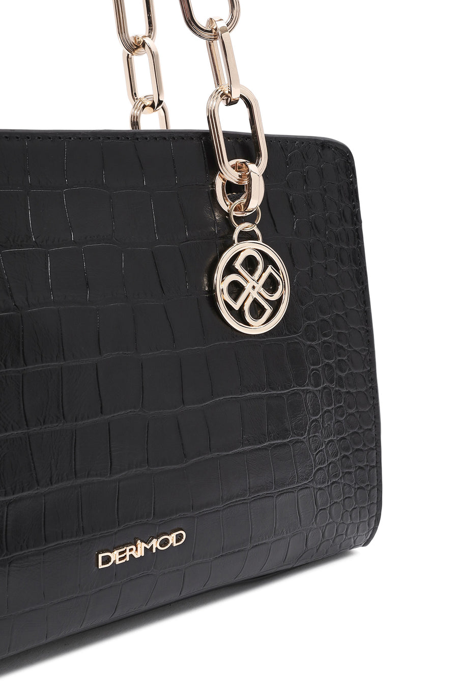 Women's Black Long Strap Crocodile Patterned Classic Shoulder Bag