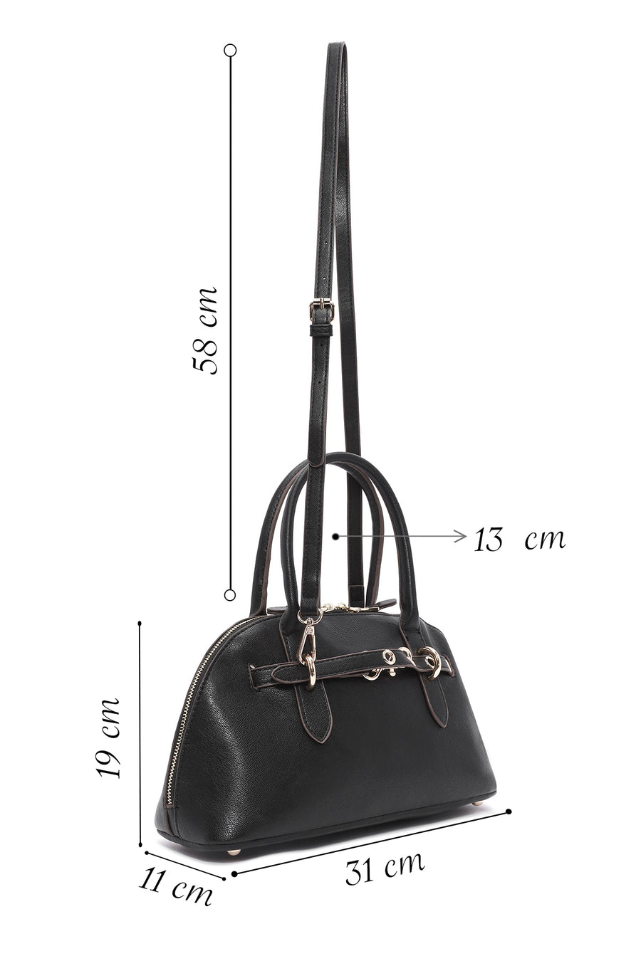 Women's Black Long Strap Mini Handbag