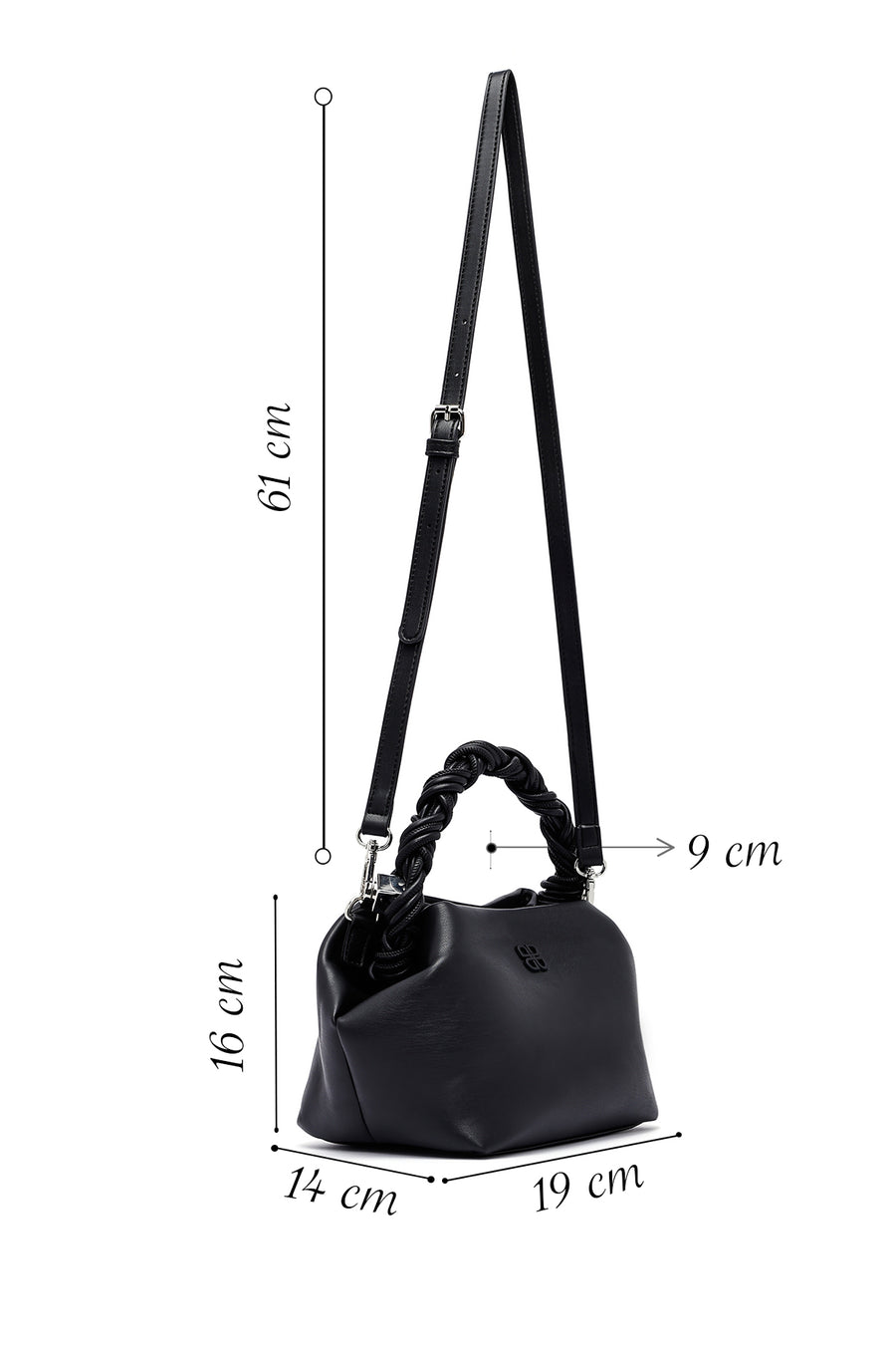 Women's Black Long Strap Mini Handbag