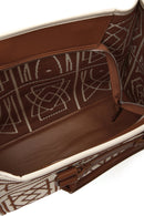 Women's Camel Long Strap Printed Fabric Handbag | Derimod