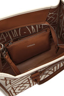 Women's Camel Long Strap Printed Fabric Handbag | Derimod