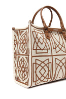 Women's Camel Long Strap Printed Fabric Handbag | Derimod