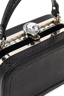 Kadın Siyah Uzun Askılı Taşlı Mini Çapraz Çanta | Derimod