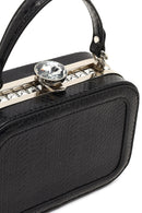 Kadın Siyah Uzun Askılı Taşlı Mini Çapraz Çanta | Derimod