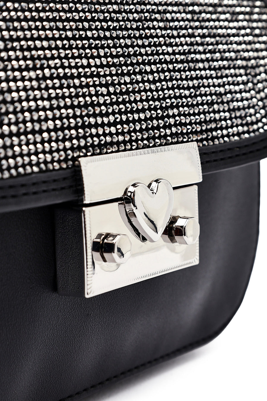 Women's Black Long Strap Stone Mini Handbag