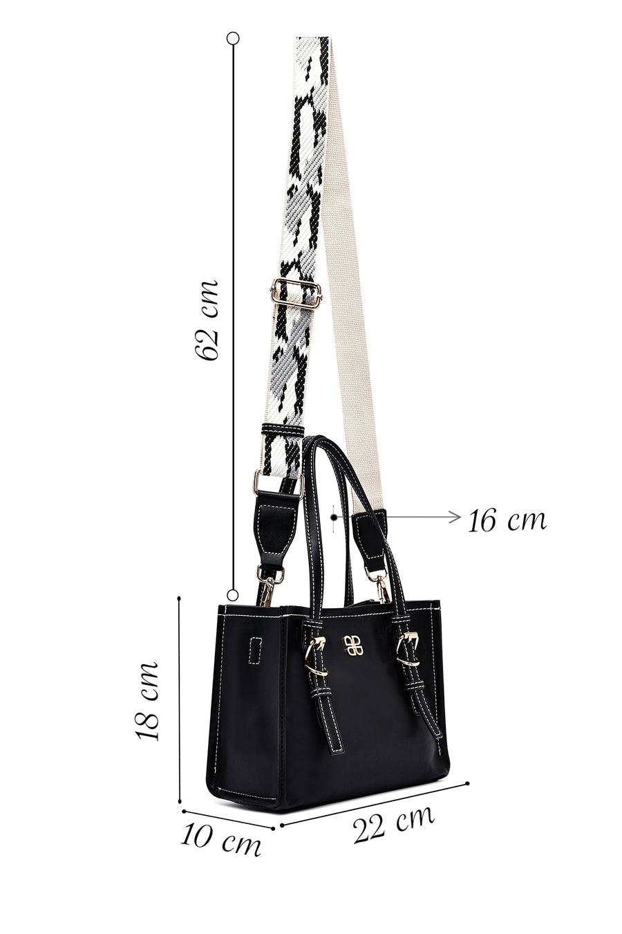 Women's Black Long Strap Classic Handbag