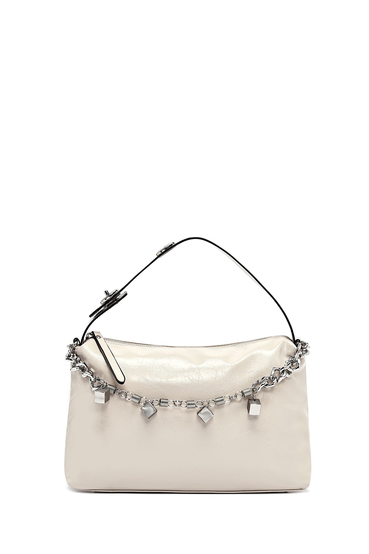 Kadın Bej Uzun Askılı Zincir Detaylı Omuz Çantası