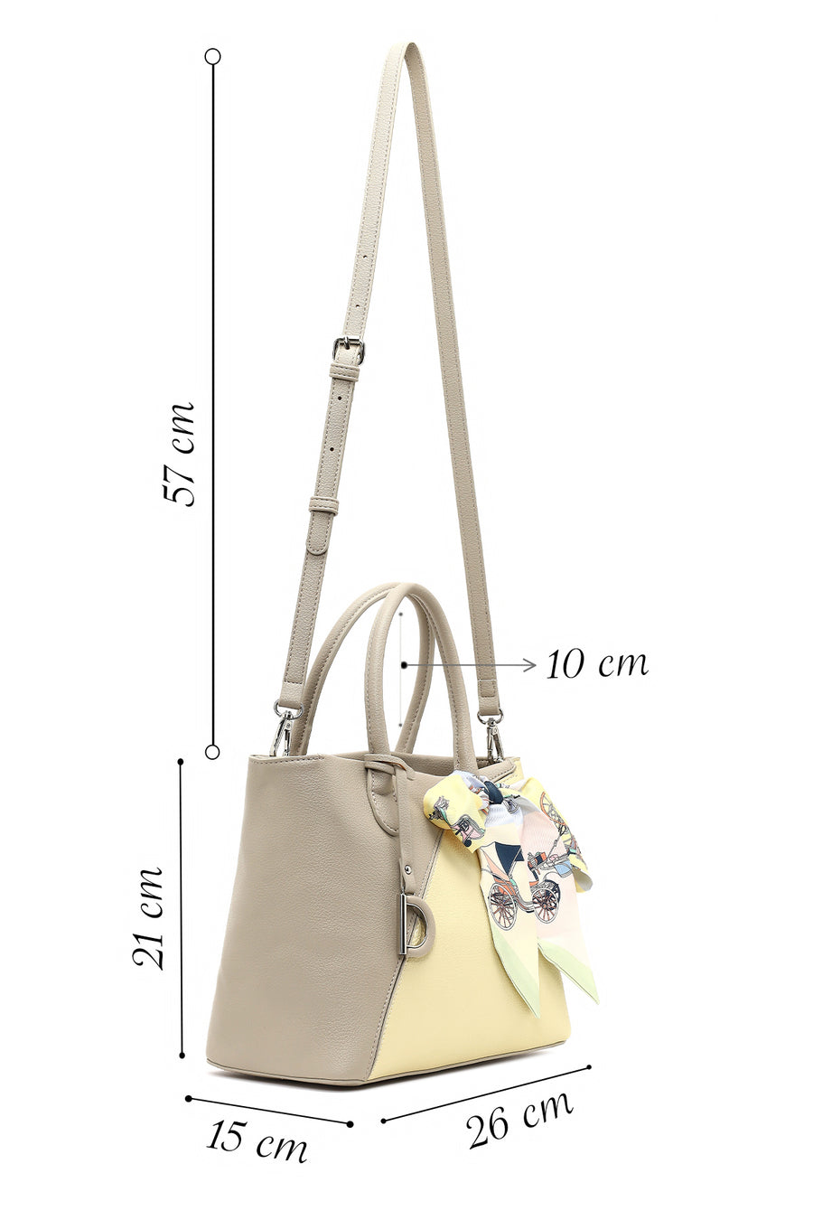 Women's Gray Long Strapped Accessorized Shoulder Bag