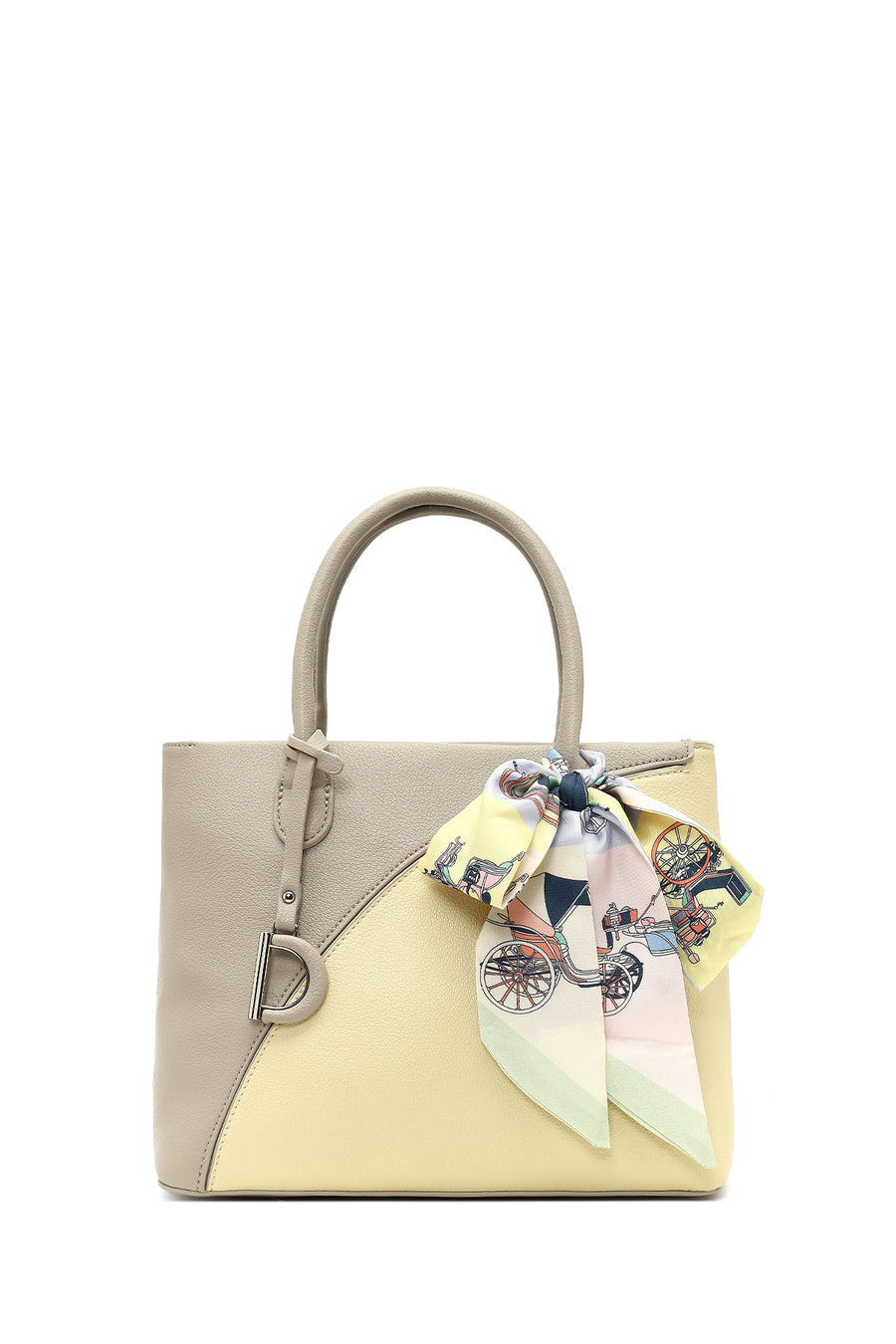 Women's Gray Long Strapped Accessorized Shoulder Bag