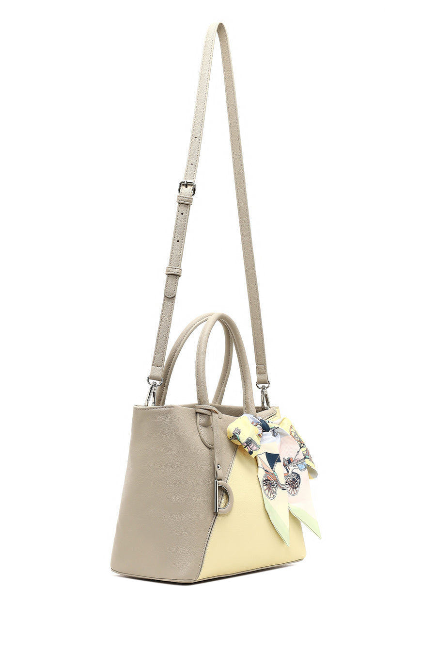 Women's Gray Long Strapped Accessorized Shoulder Bag