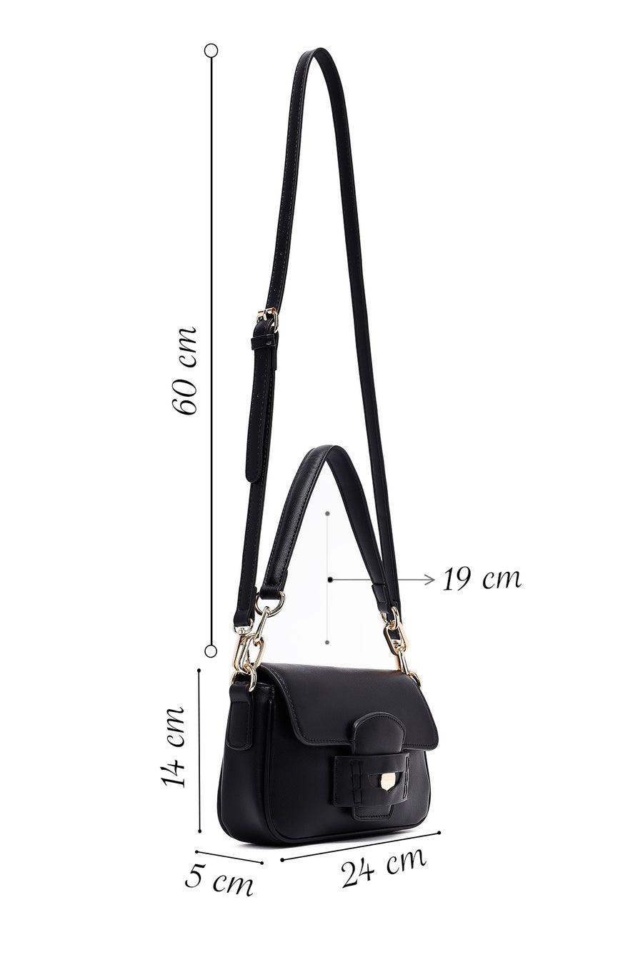 Women's Black Long Strap Shoulder Bag