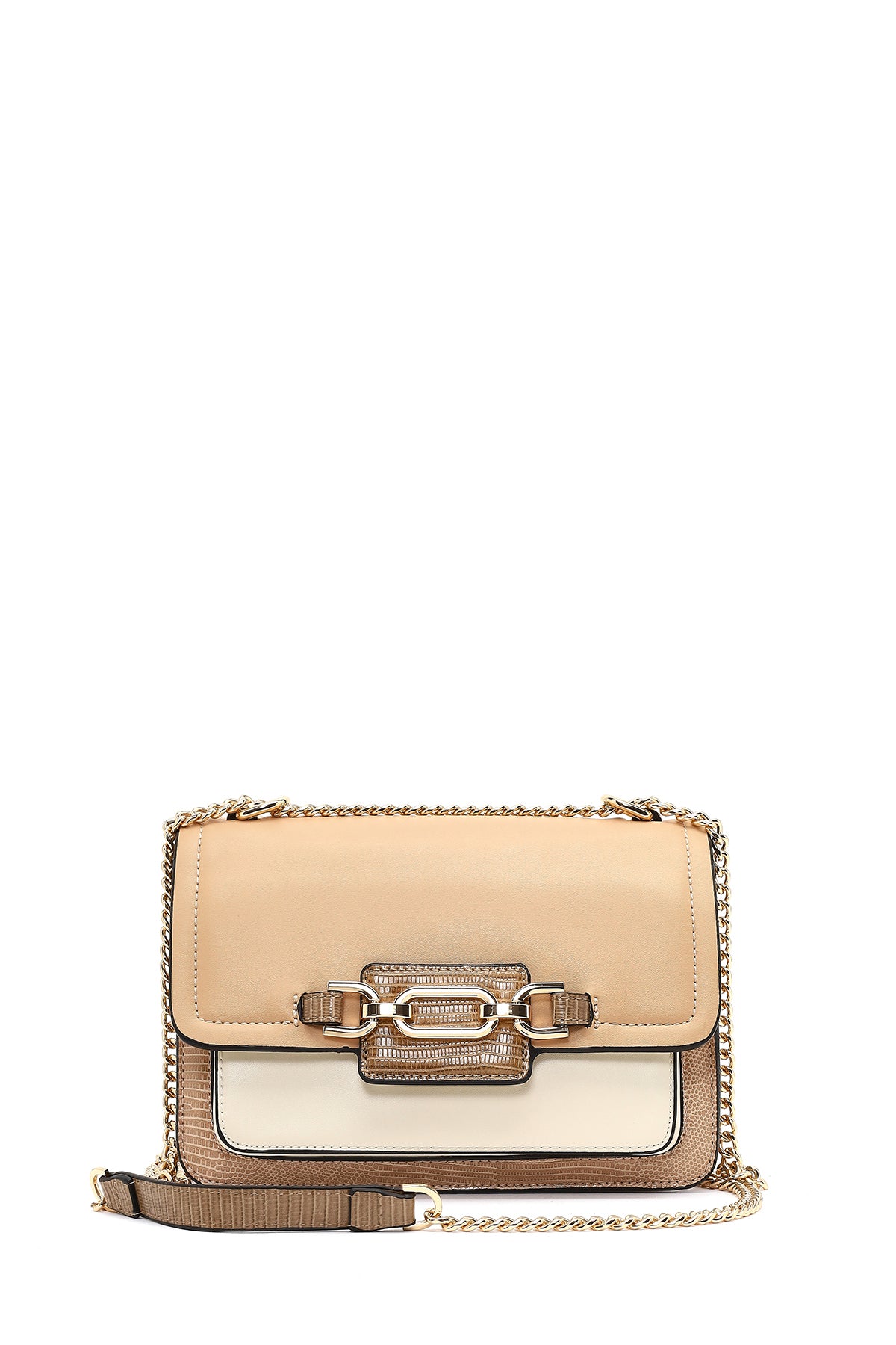 Kadın Bej Uzun Zincir Askılı Klasik Omuz Çantası