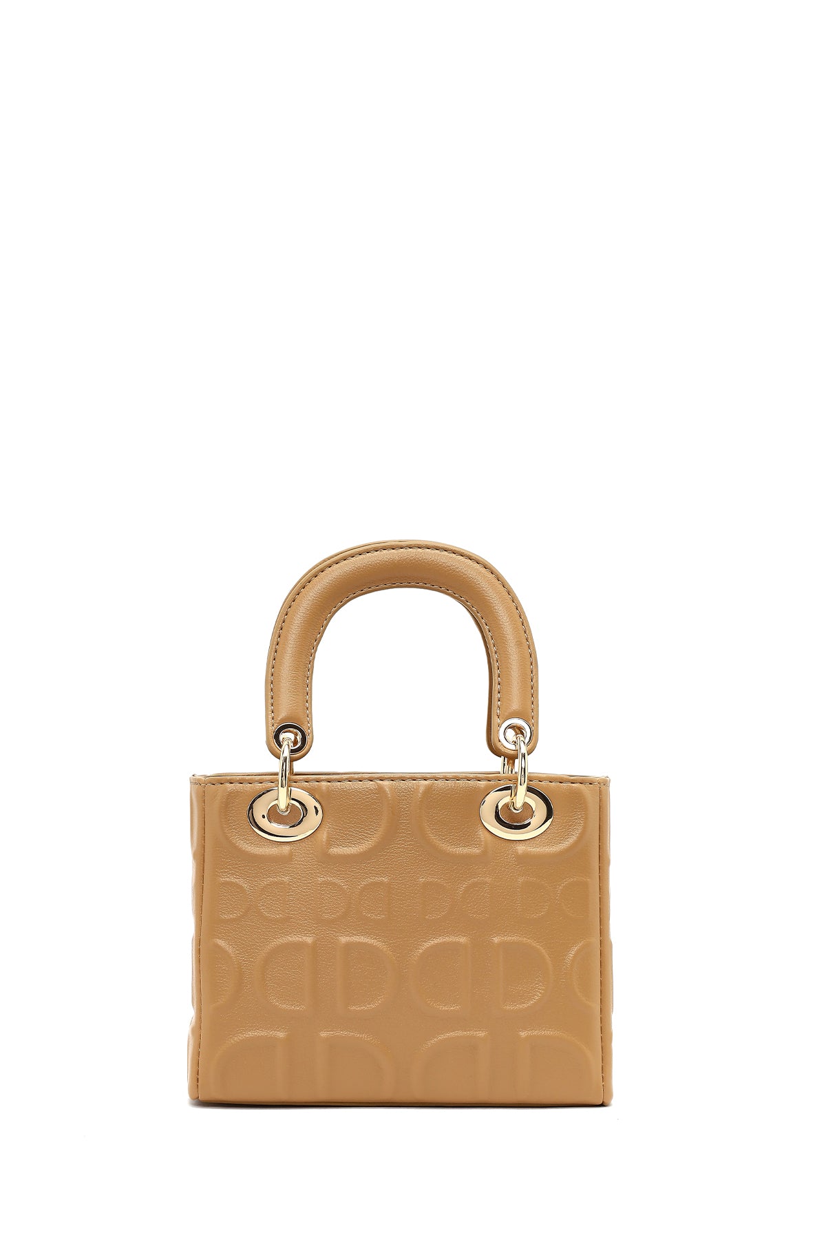 Kadın Bej Uzun Askılı Baskılı Mini Kol Çantası