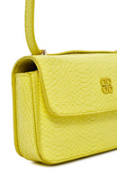 Women's Yellow Printed Long Strap Crossbody Bag | Derimod