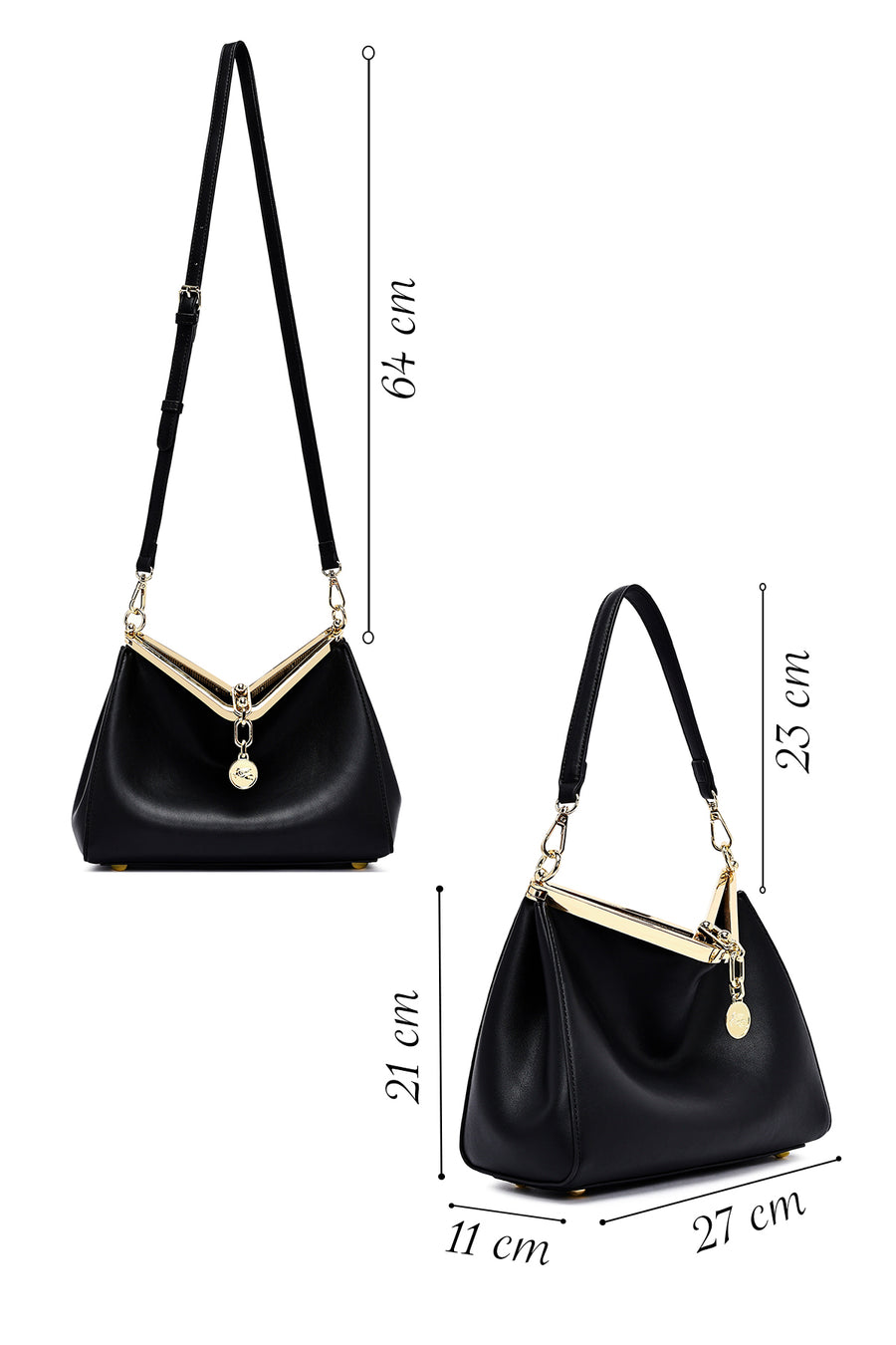 Women's Black Long Strap Shoulder Bag