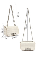 Women's Cream Long Strap Quilted Mini Crossbody Bag | Derimod