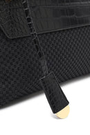 Kadın Siyah Uzun Askılı Desenli Kol Çantası | Derimod