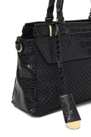 Kadın Siyah Uzun Askılı Desenli Kol Çantası | Derimod