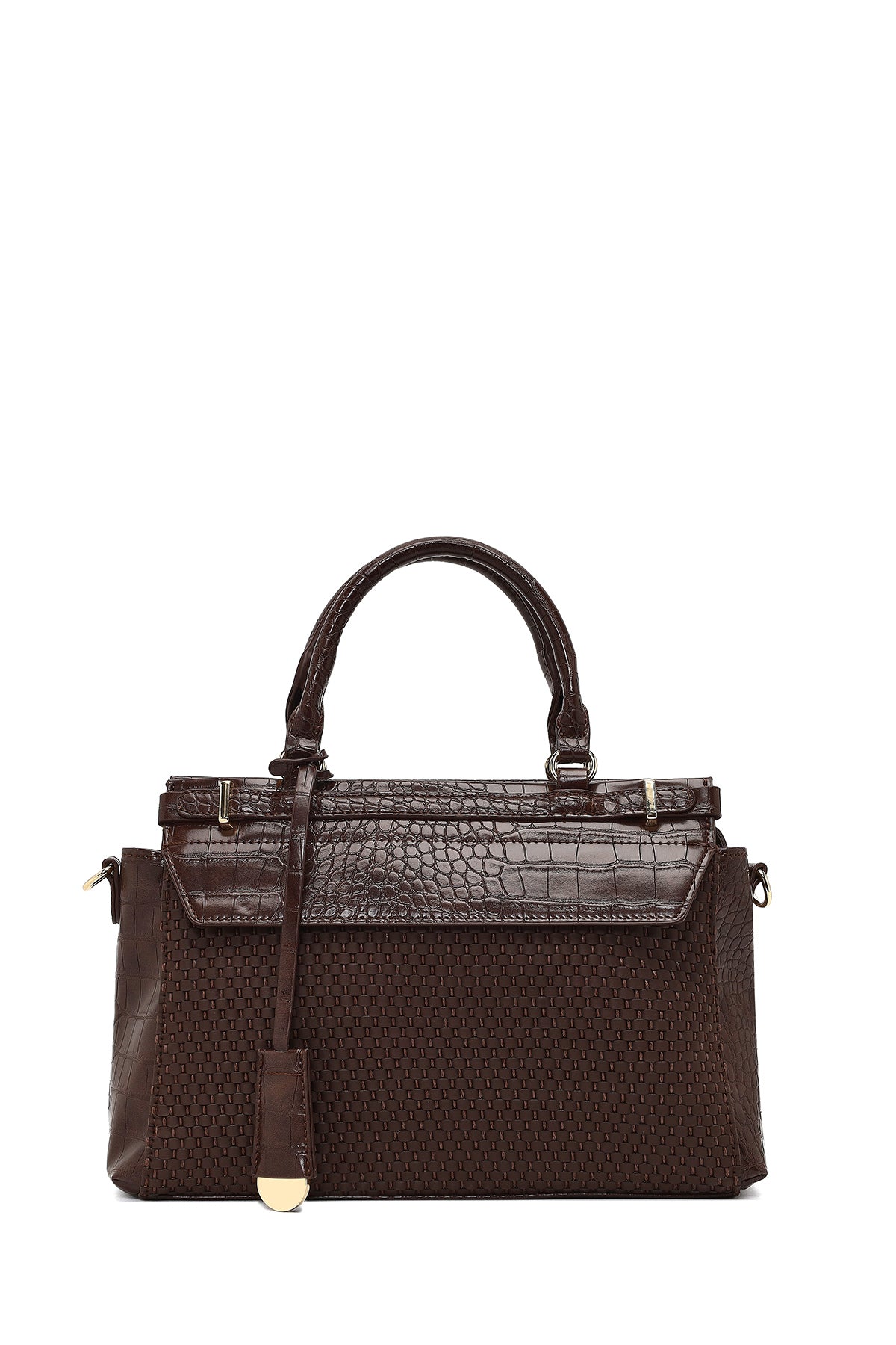 Kadın Kahverengi Uzun Askılı Desenli Kol Çantası