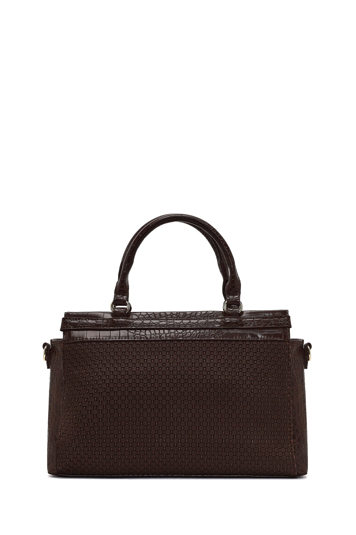 Kadın Kahverengi Uzun Askılı Desenli Kol Çantası