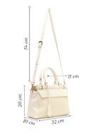 Women's Cream Long Strap Patterned Shoulder Bag | Derimod