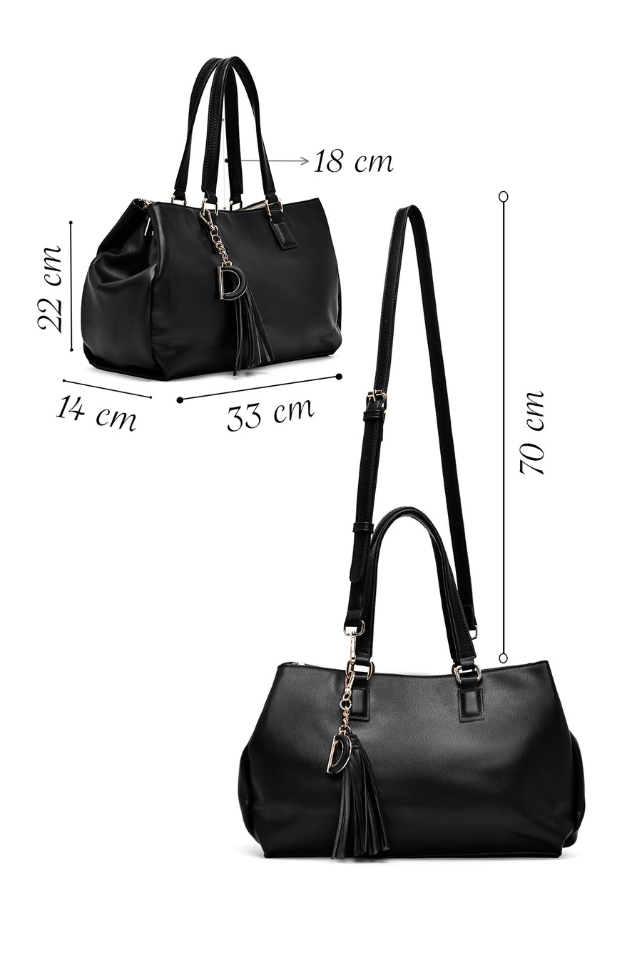 Women's Black Long Strap Shoulder Bag