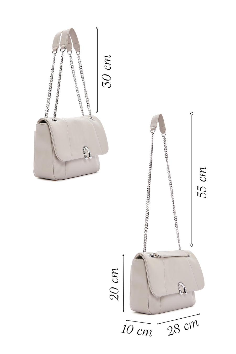 Women's Grey Long Strap Classic Shoulder Bag