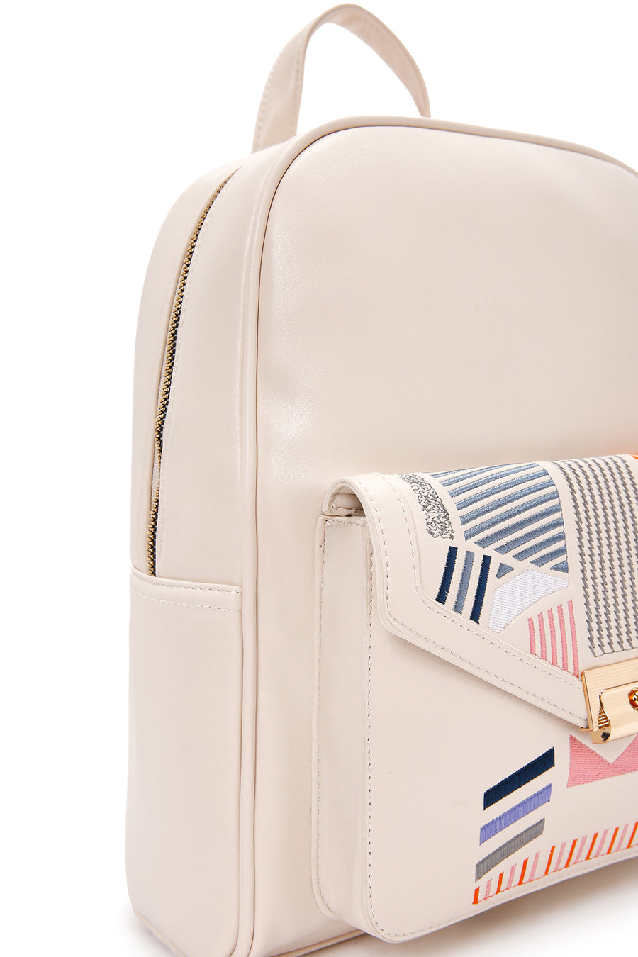 Women's White Printed Backpack