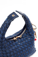 Women's Blue Long Strap Braided Mini Handbag | Derimod