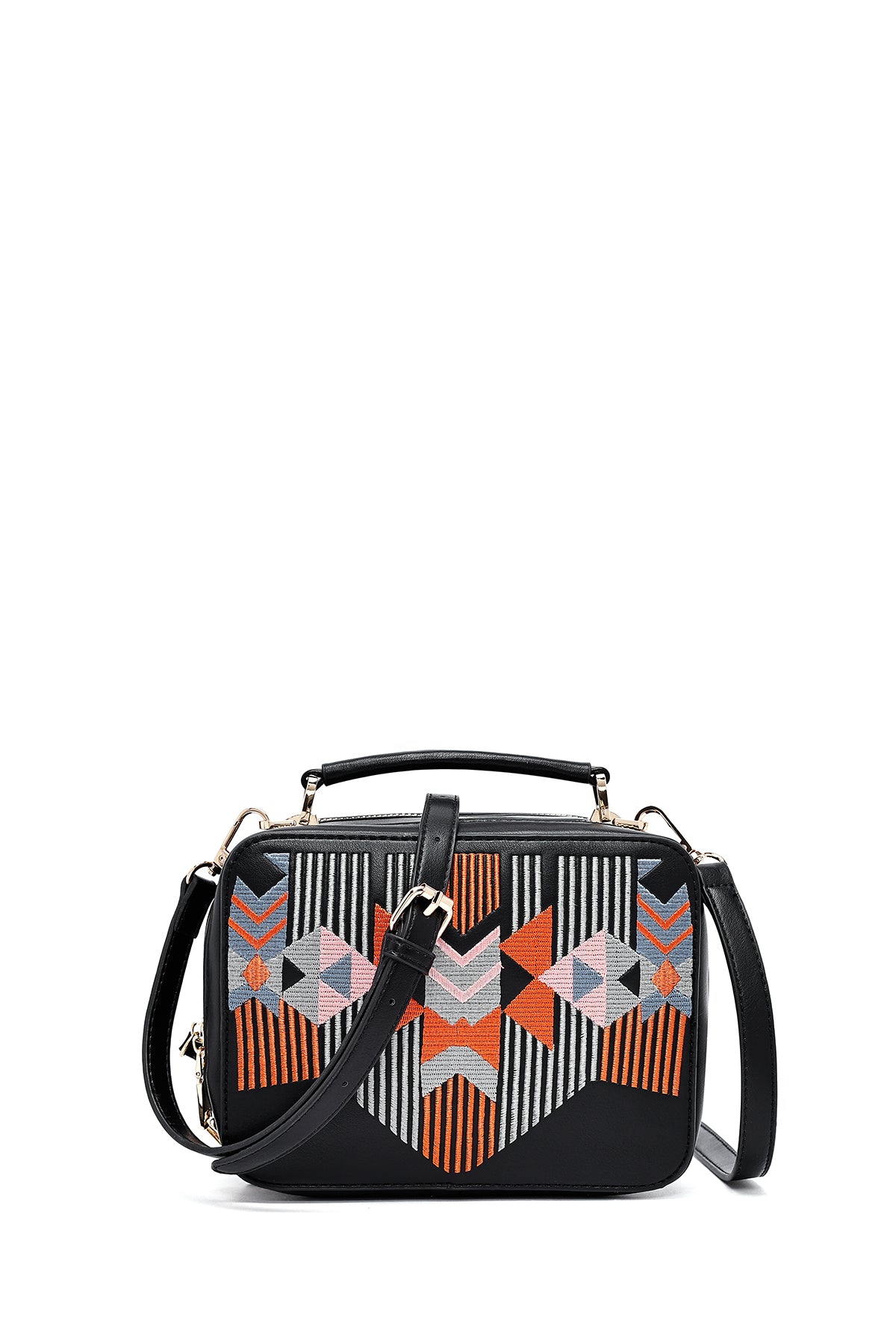 Women's Black Printed Long Strap Crossbody Bag 25SBD262426 | Derimod