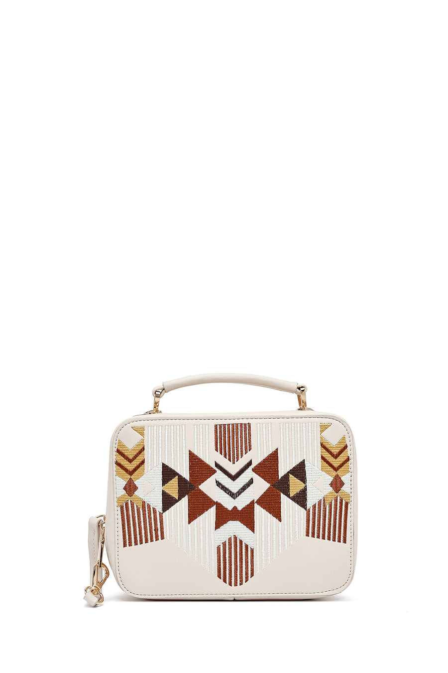 Women's Cream Printed Long Strap Crossbody Bag