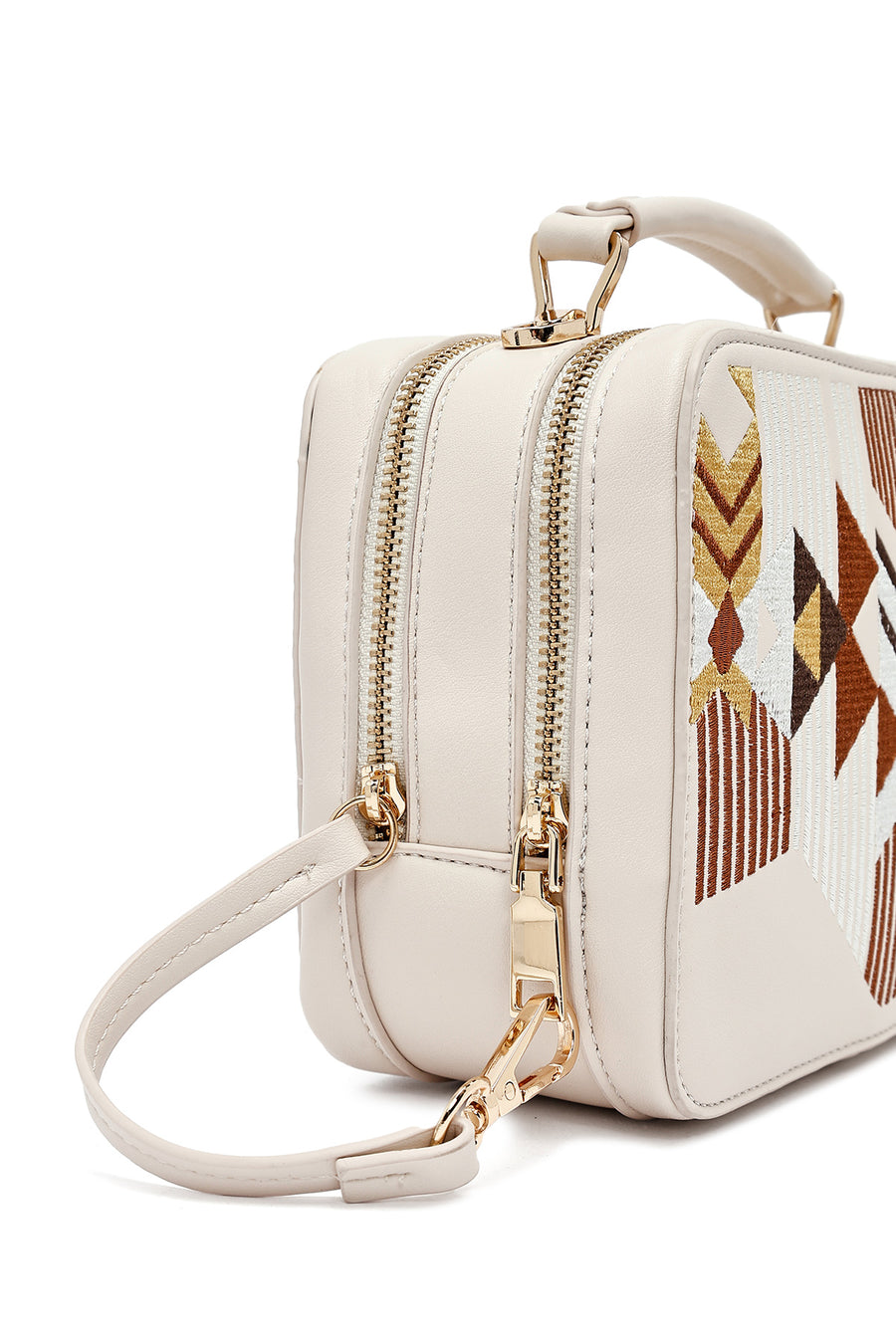 Women's Cream Printed Long Strap Crossbody Bag
