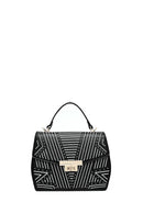 Kadın Siyah Baskılı Uzun Askılı Kol Çantası | Derimod