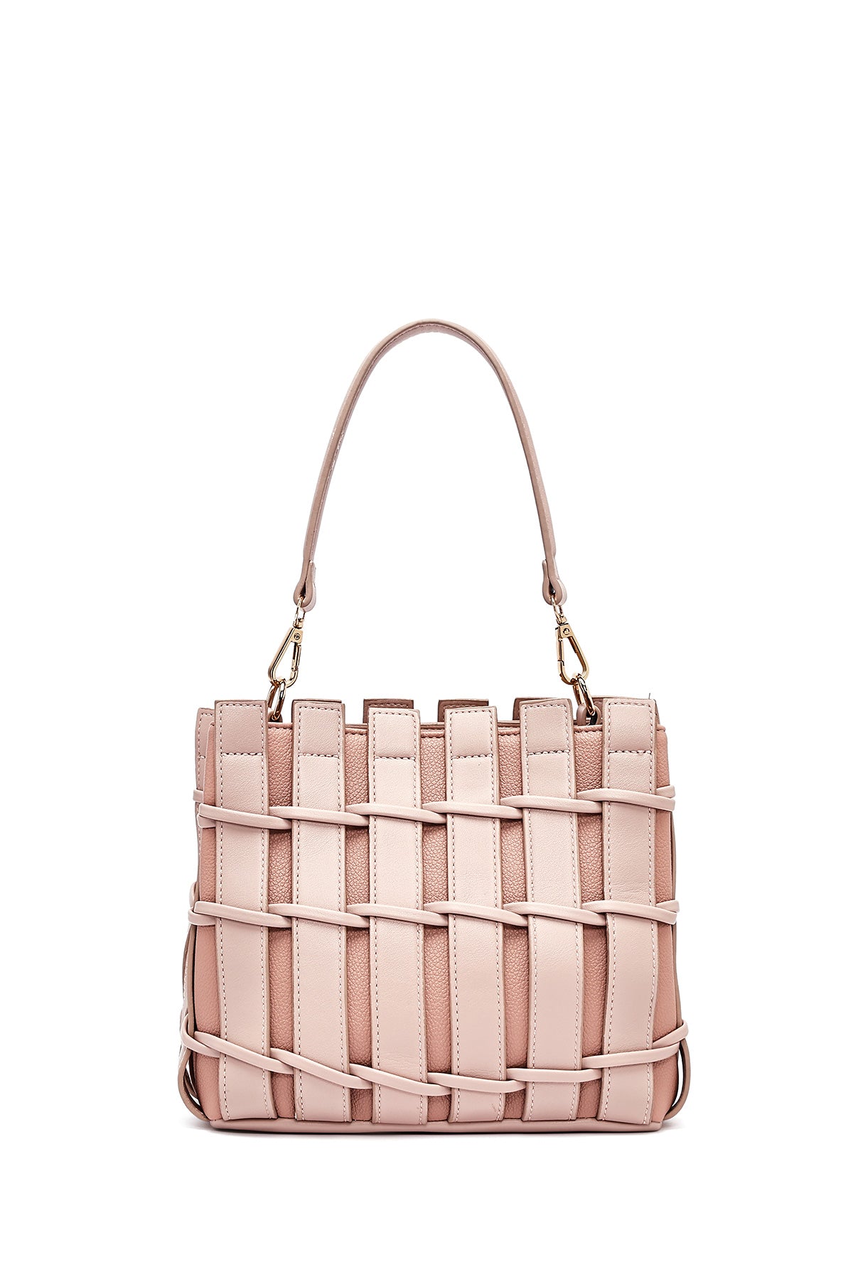 Kadın Pembe Uzun Askılı Örgü Kol Çantası