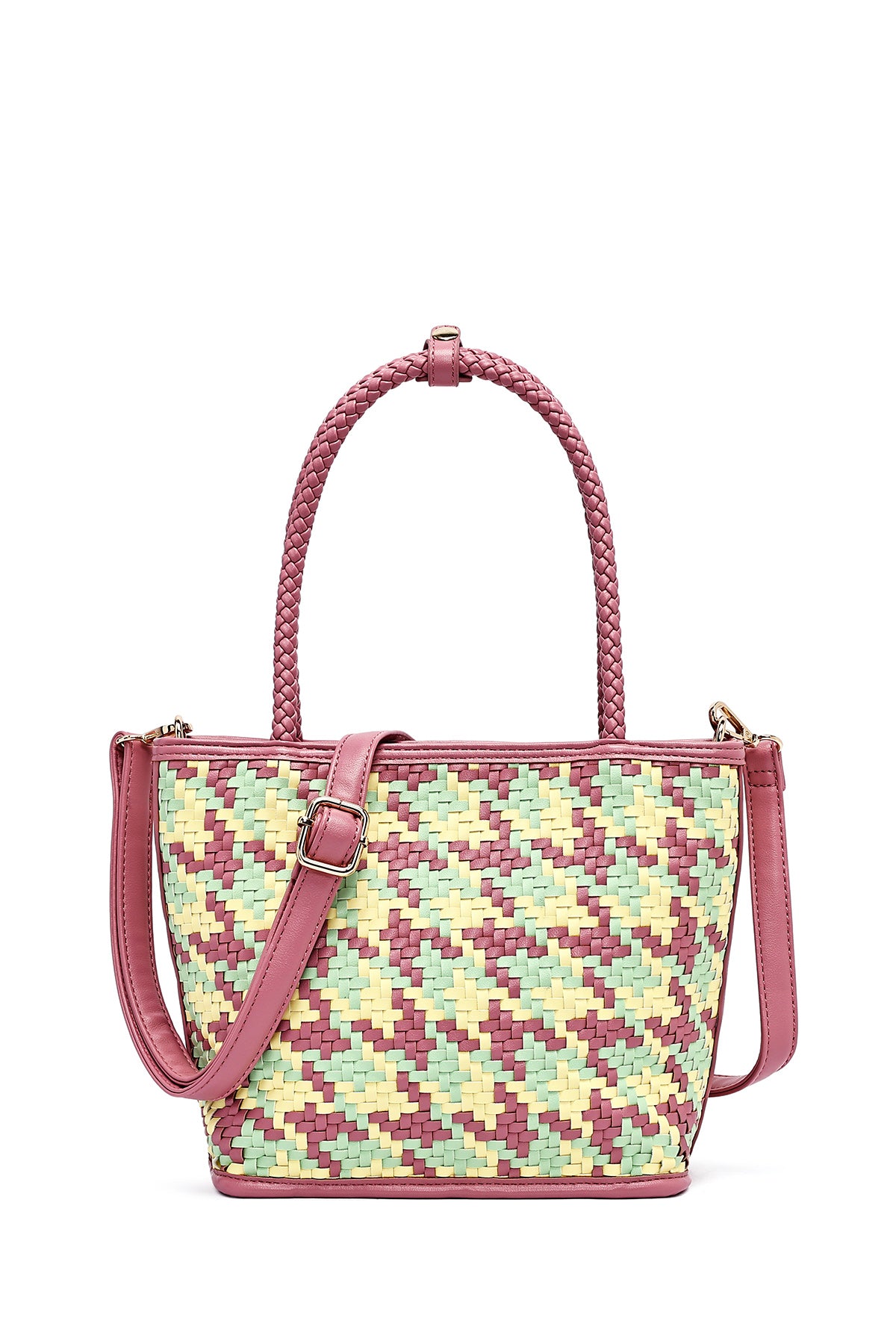 Women Pink Woven Shoulder Bag 25SBD263529 | Derimod