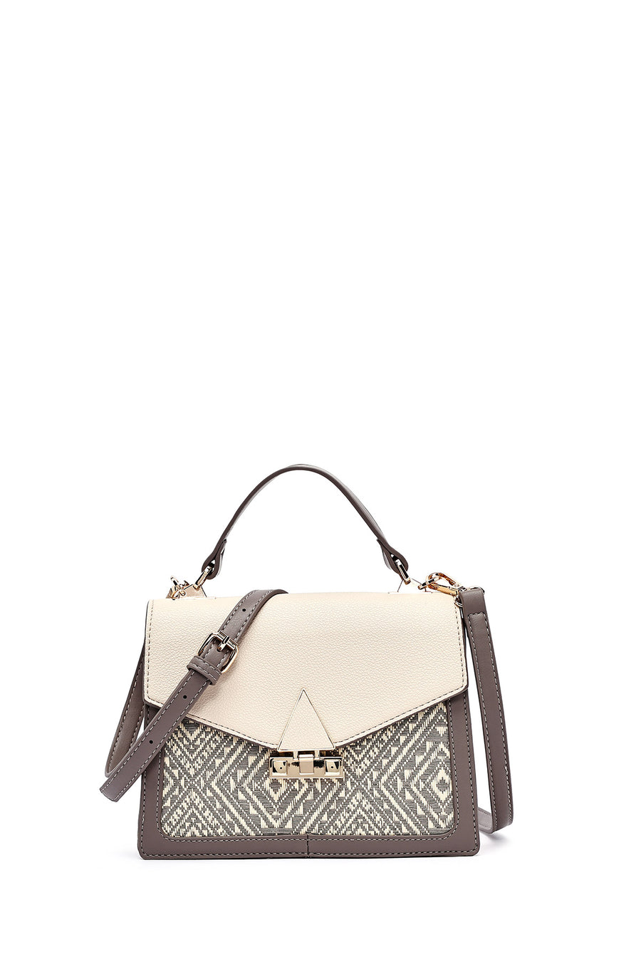 Women's Cream Long Strap Patterned Handbag 25SBD263714 | Derimod