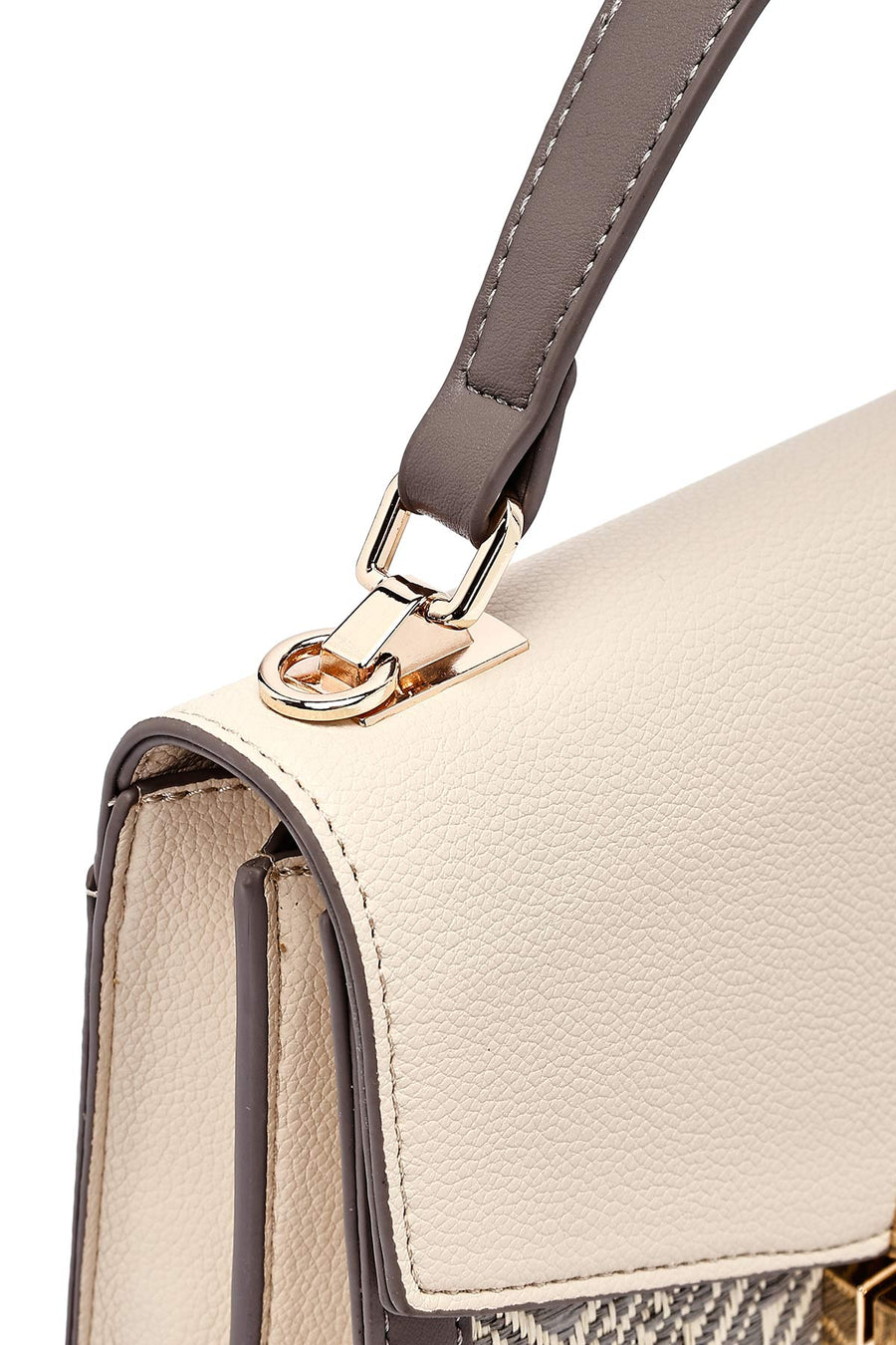 Women's Cream Long Strap Patterned Handbag