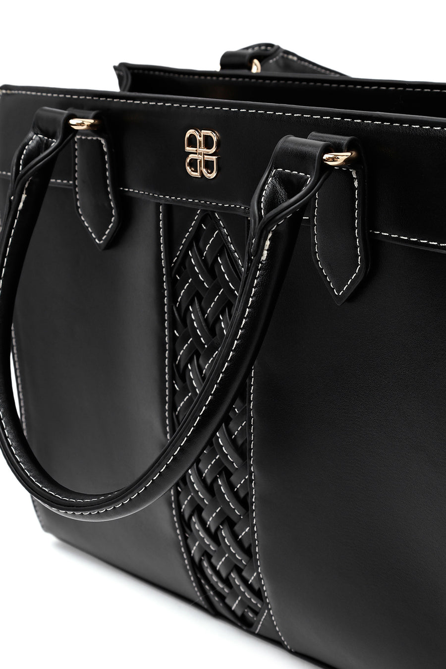 Women's Black Long Strap Patterned Handbag