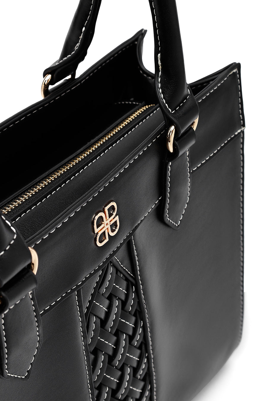 Women's Black Long Strap Patterned Handbag