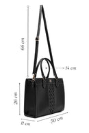 Kadın Siyah Uzun Askılı Desenli Kol Çantası | Derimod