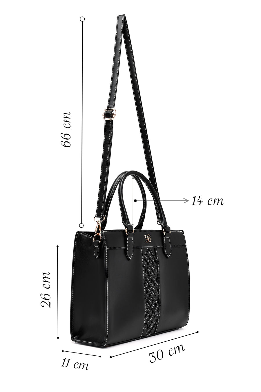 Women's Black Long Strap Patterned Handbag