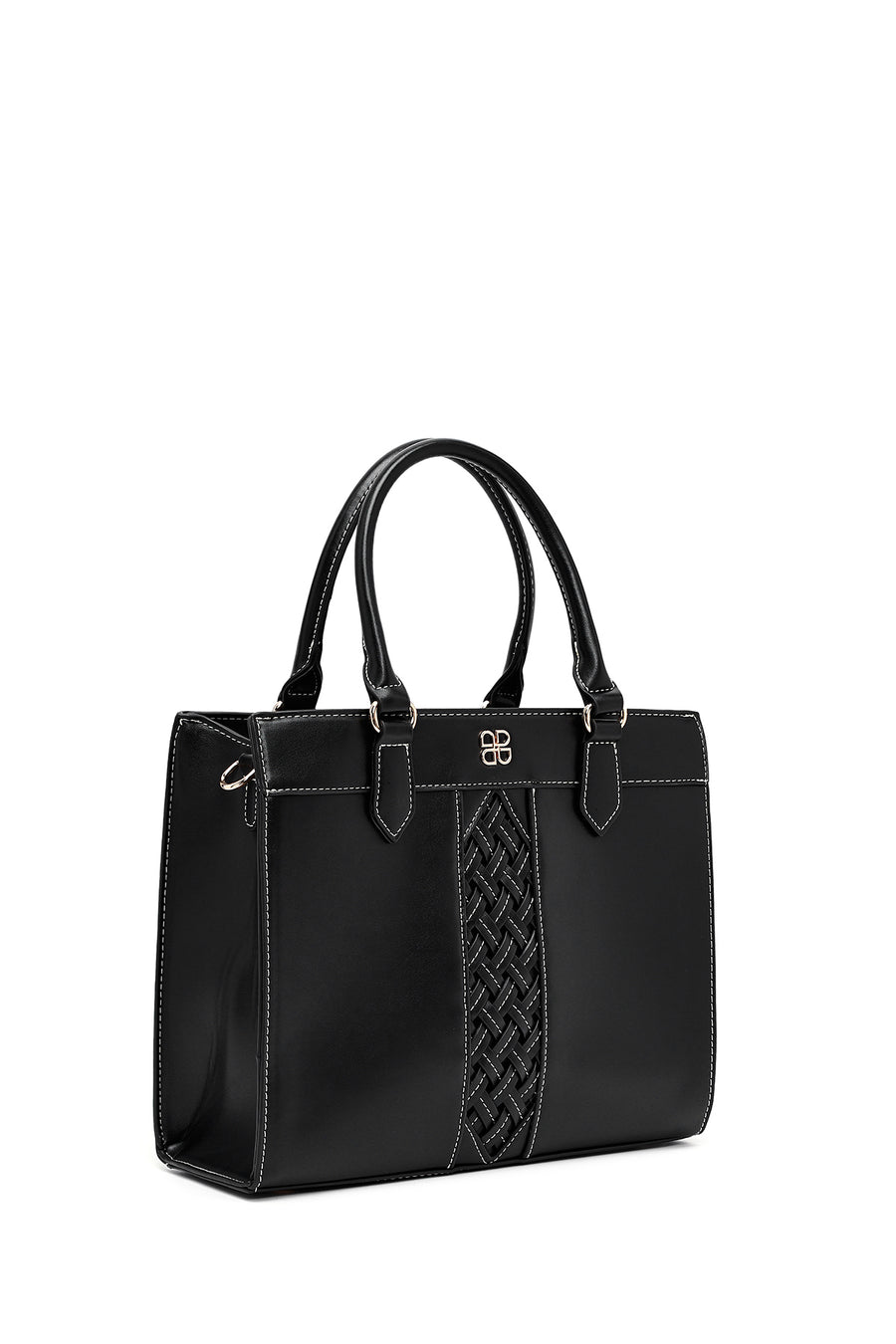 Women's Black Long Strap Patterned Handbag